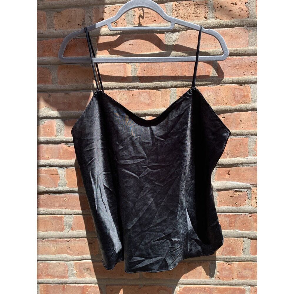 ⭐️5/$25 Vintage Wondermaid Black Adjustable Camisole Cami Tank Top Large L